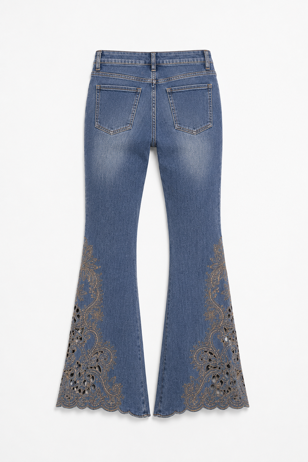 Jamila Flared jeans with intricate embroidery