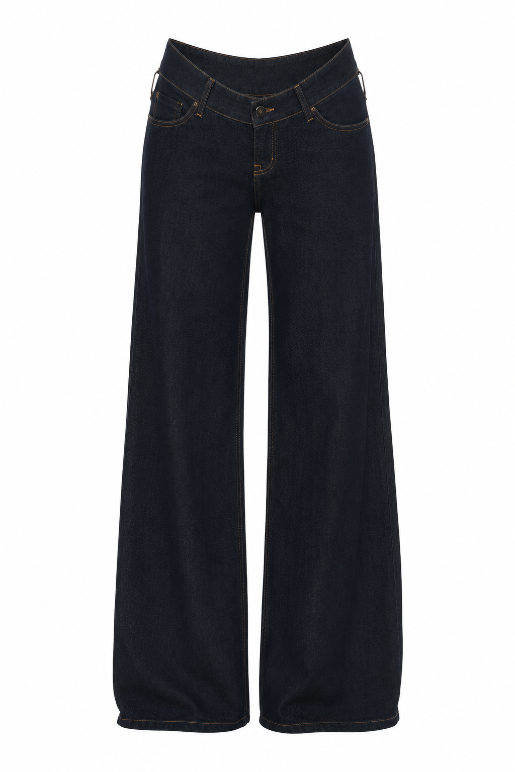 Hiba Wide-leg indigo jeans on white backdrop