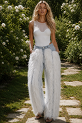 Jamila Shaggy faux-fur and denim jeans