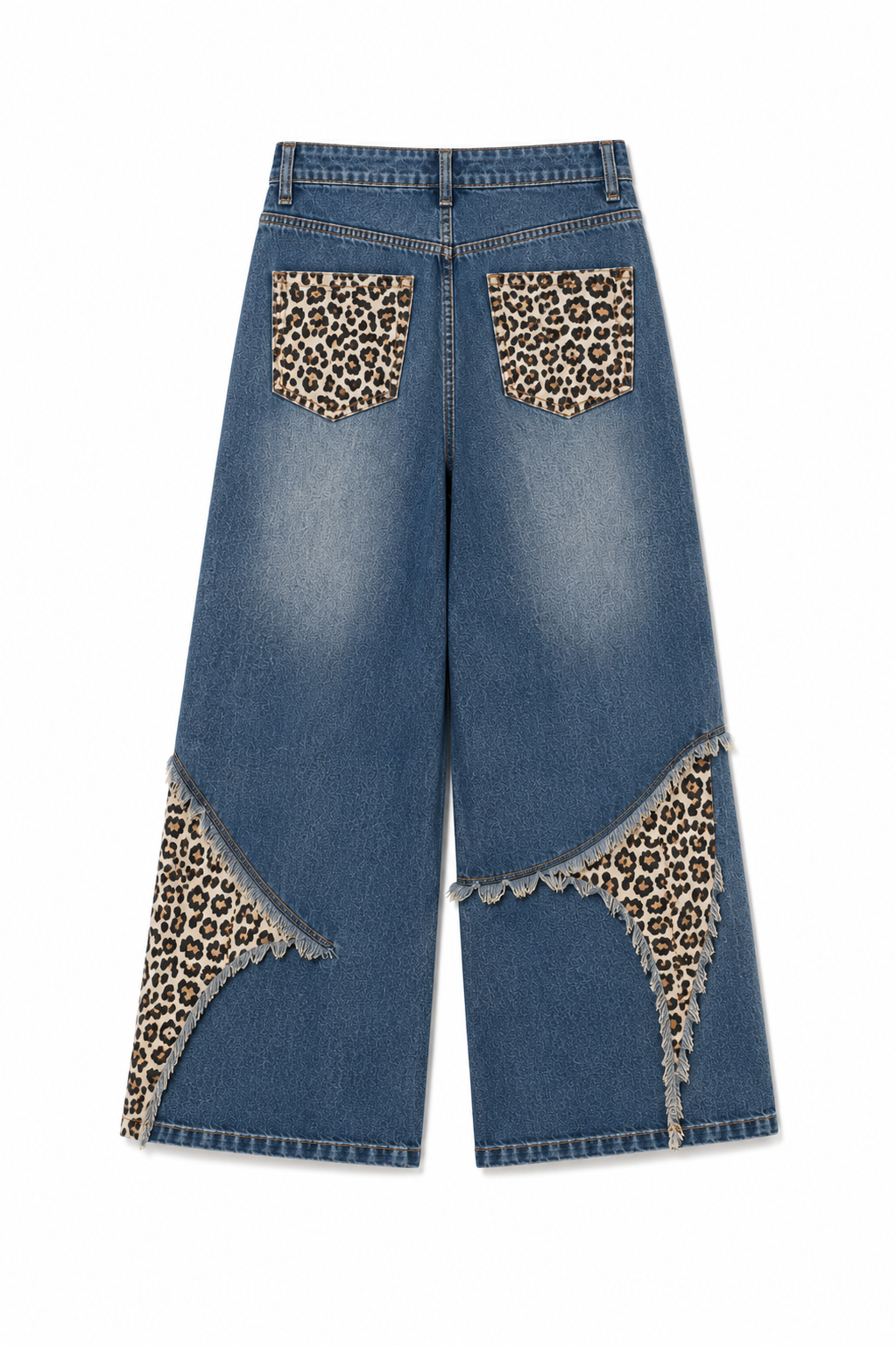 Olfa Leopard print patchwork denim jeans
