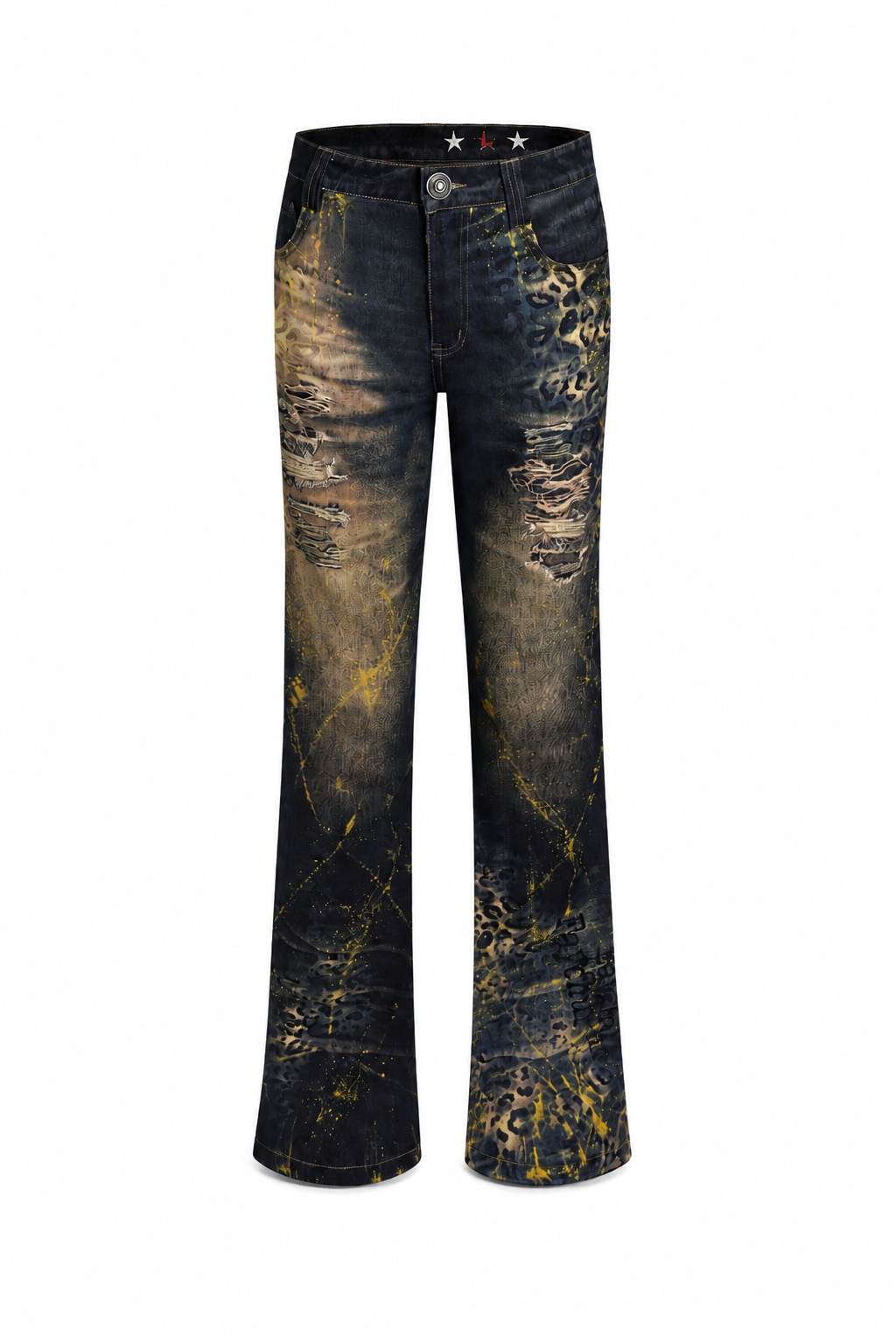 Samira Distressed denim with animal print accents