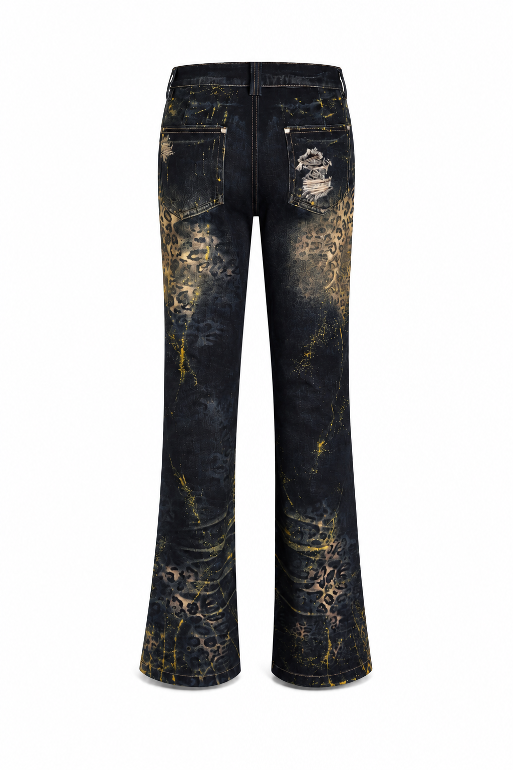 Samira Distressed denim with animal print accents
