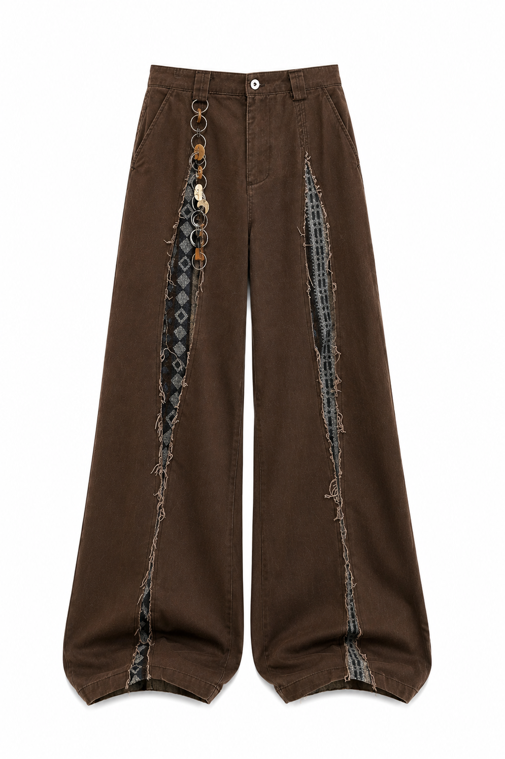 Syrine Brown wide-leg jeans with charm detail