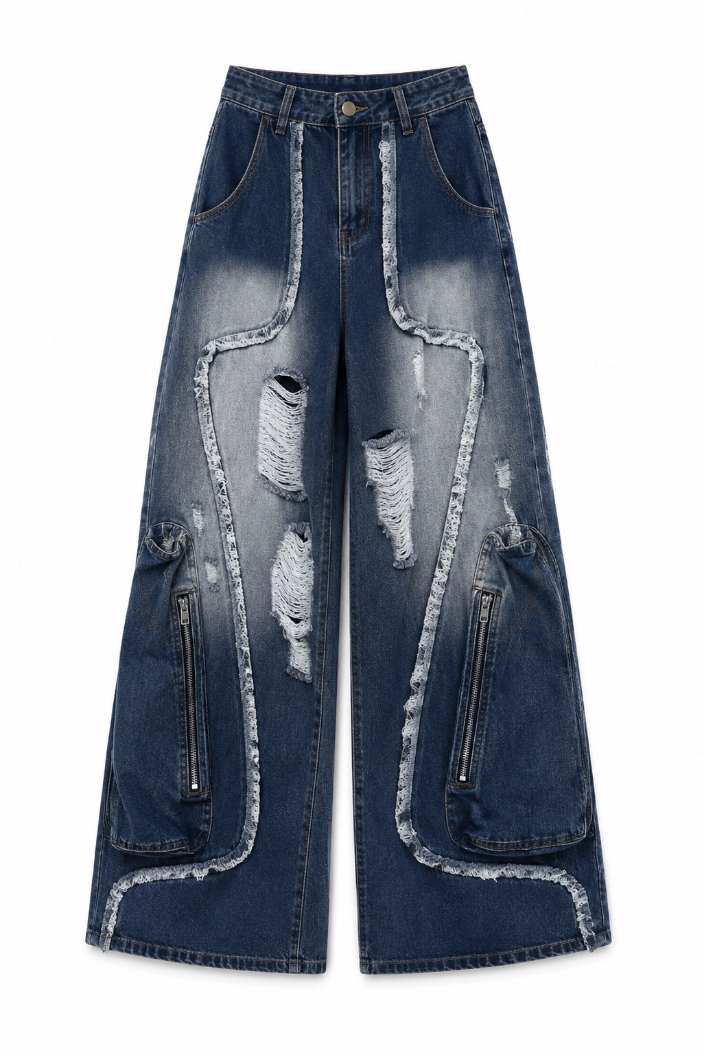 Suki Edgy distressed wide-leg denim jeans