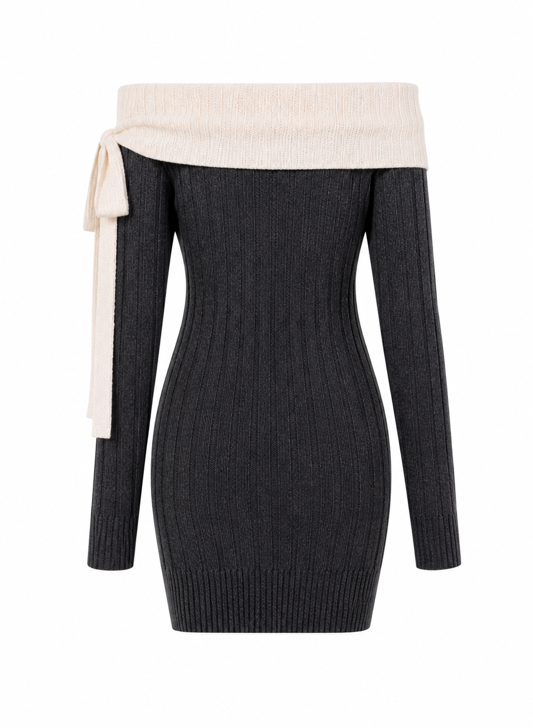 Camilia's Off-Shoulder Knit Mini Dress with Tie