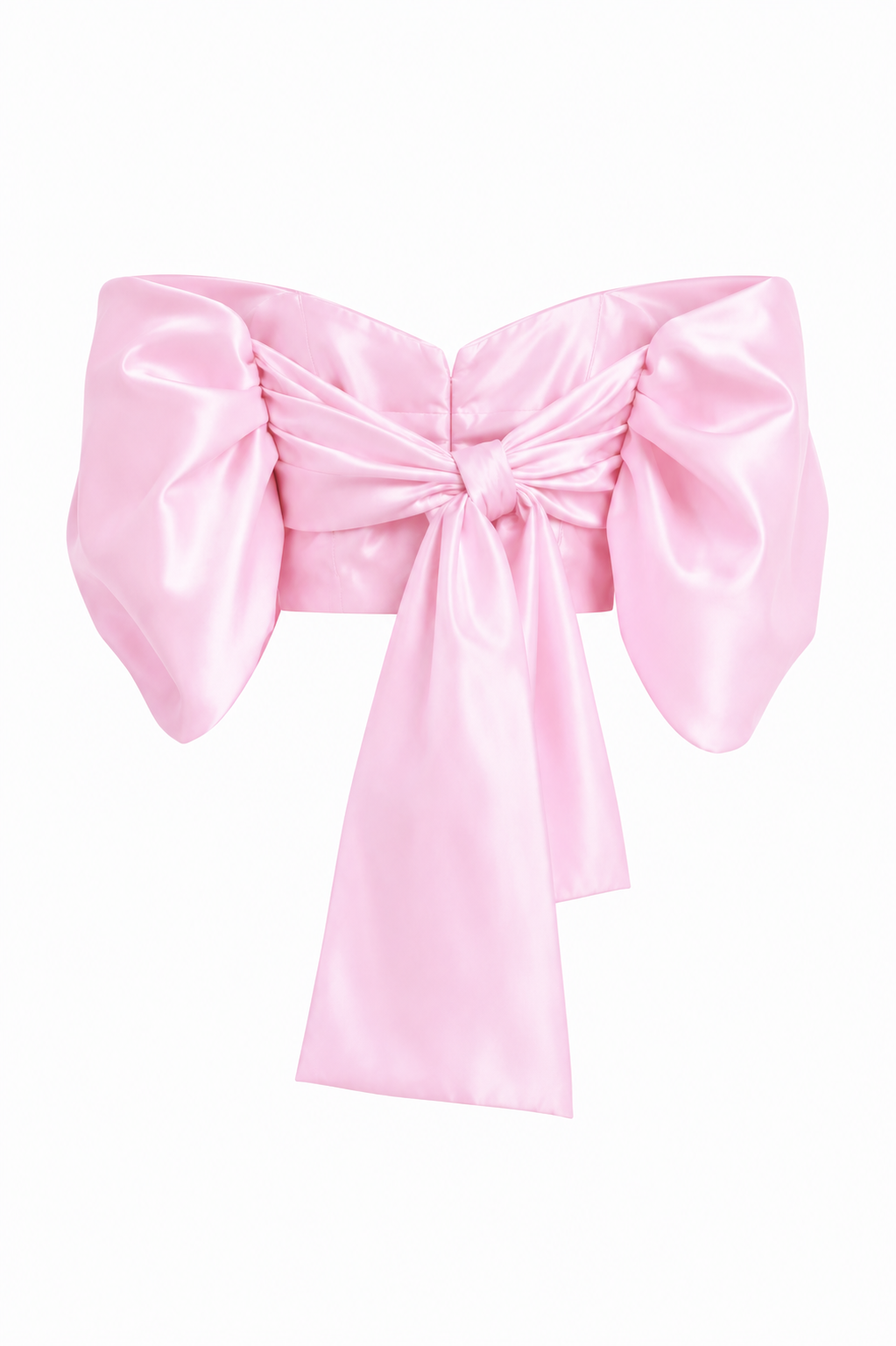 Dorra Pastel pink satin off-shoulder top