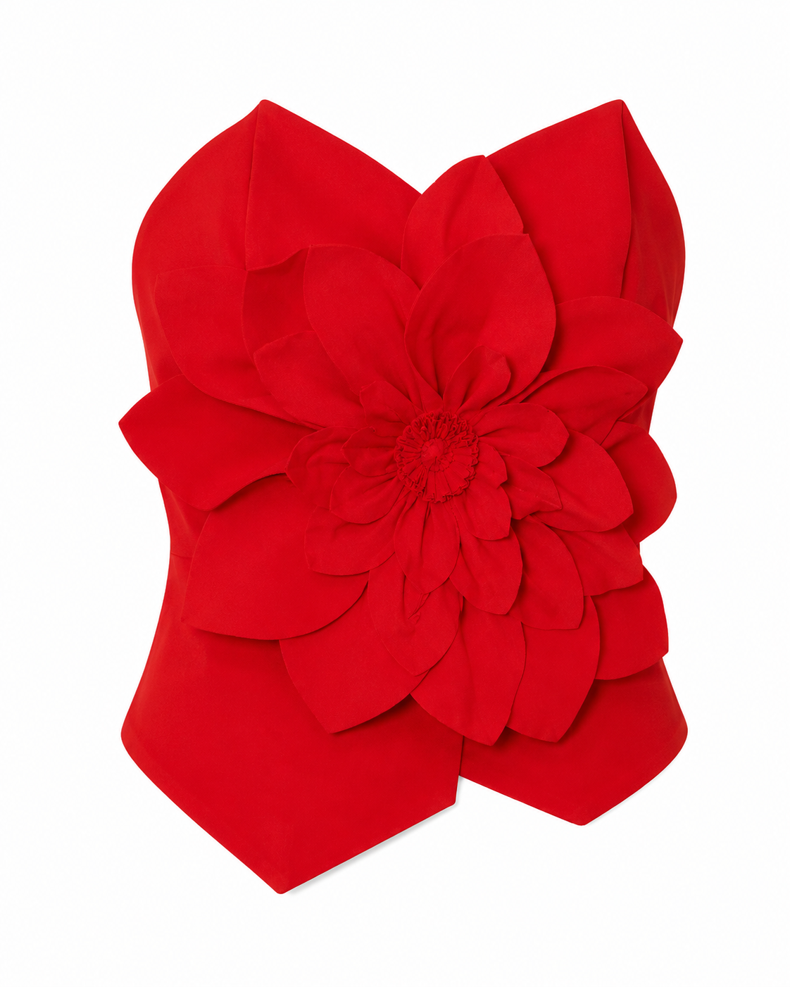 Samira Red floral strapless corset top
