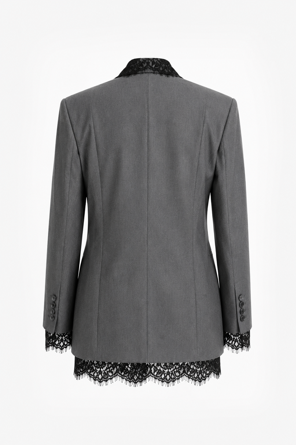 Dorra Elegant gray blazer with lace trim