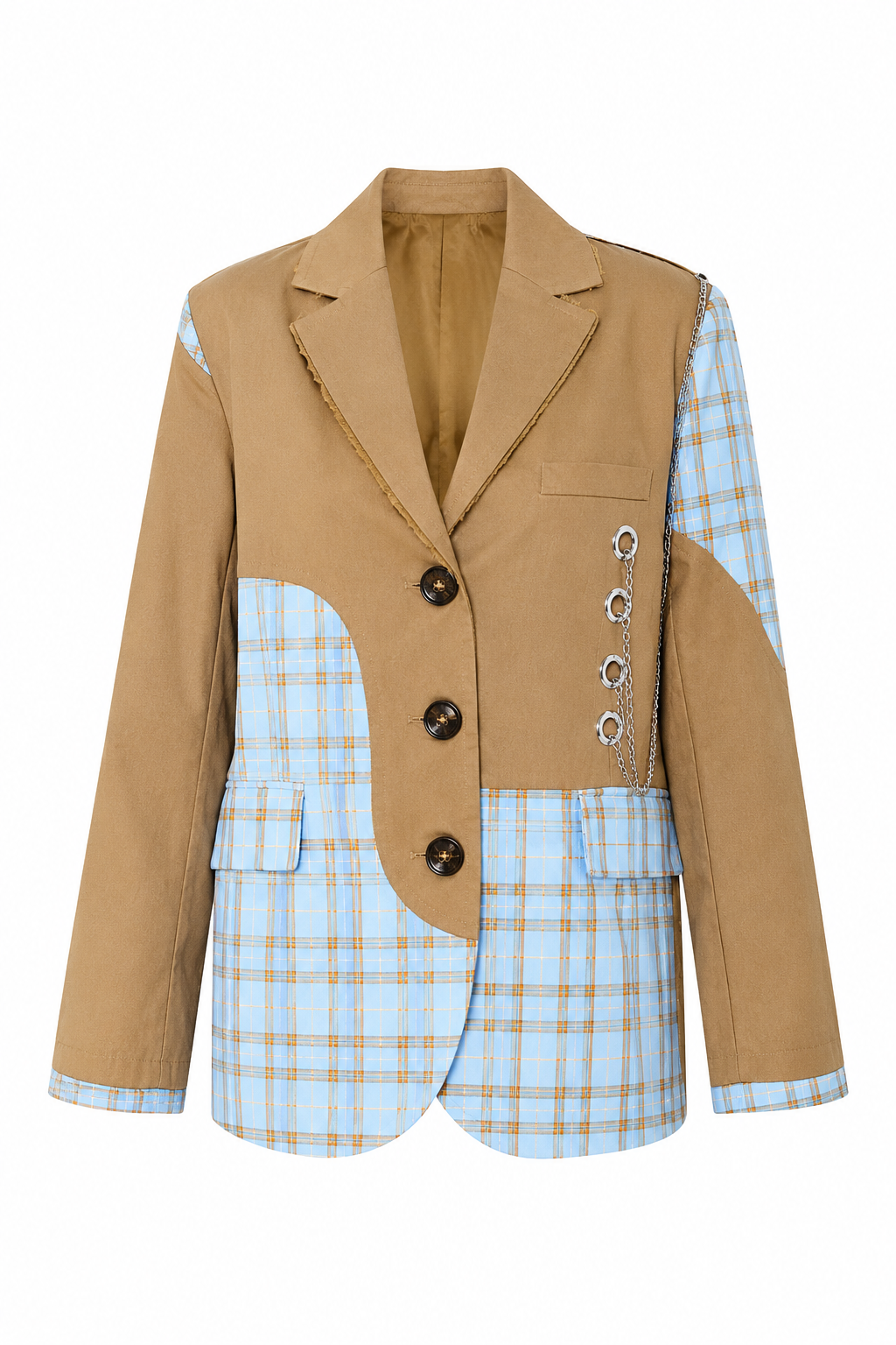 Souha Plaid patchwork blazer with metallic details