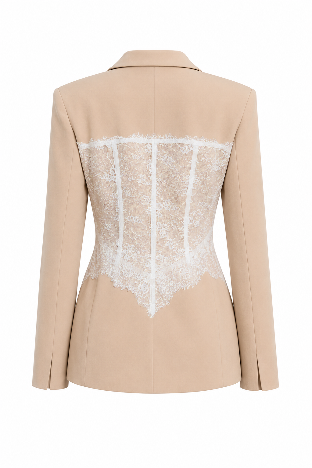 Olga Beige blazer with lace corset detail