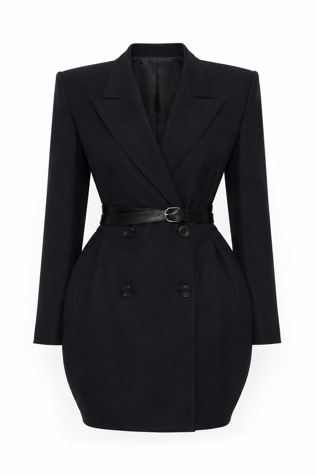 Samira Double-breasted navy women's blazer close-up