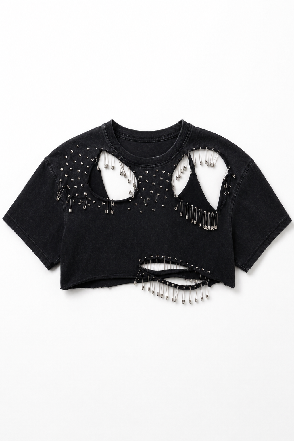 Jamila Distressed punk cropped T-shirt flat lay