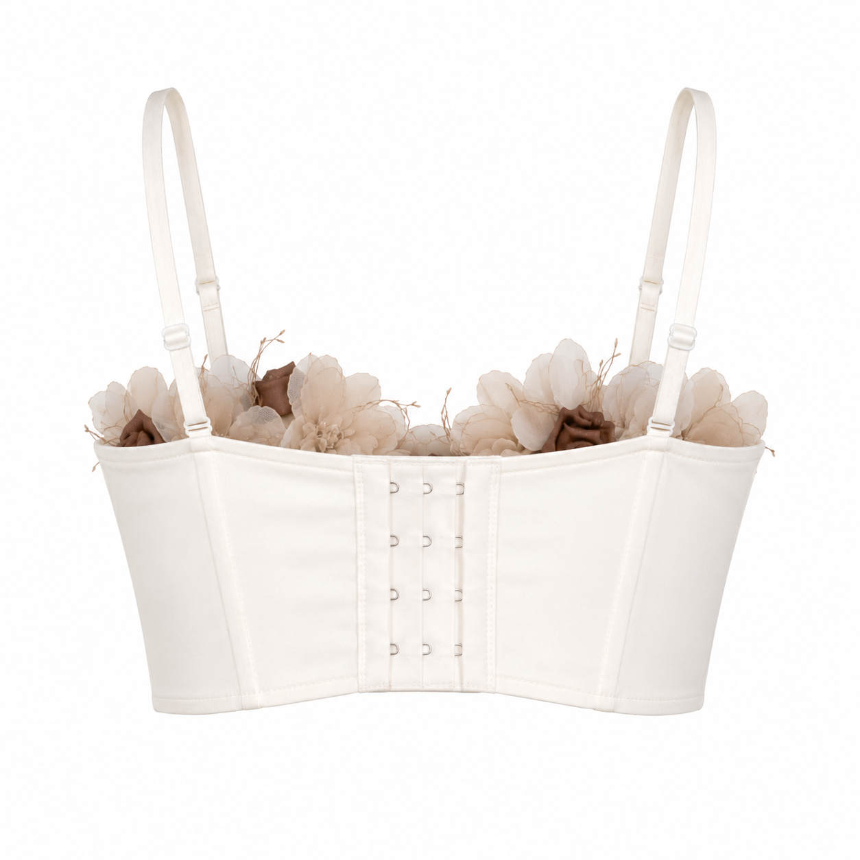 Samira Floral embellished cream bustier top