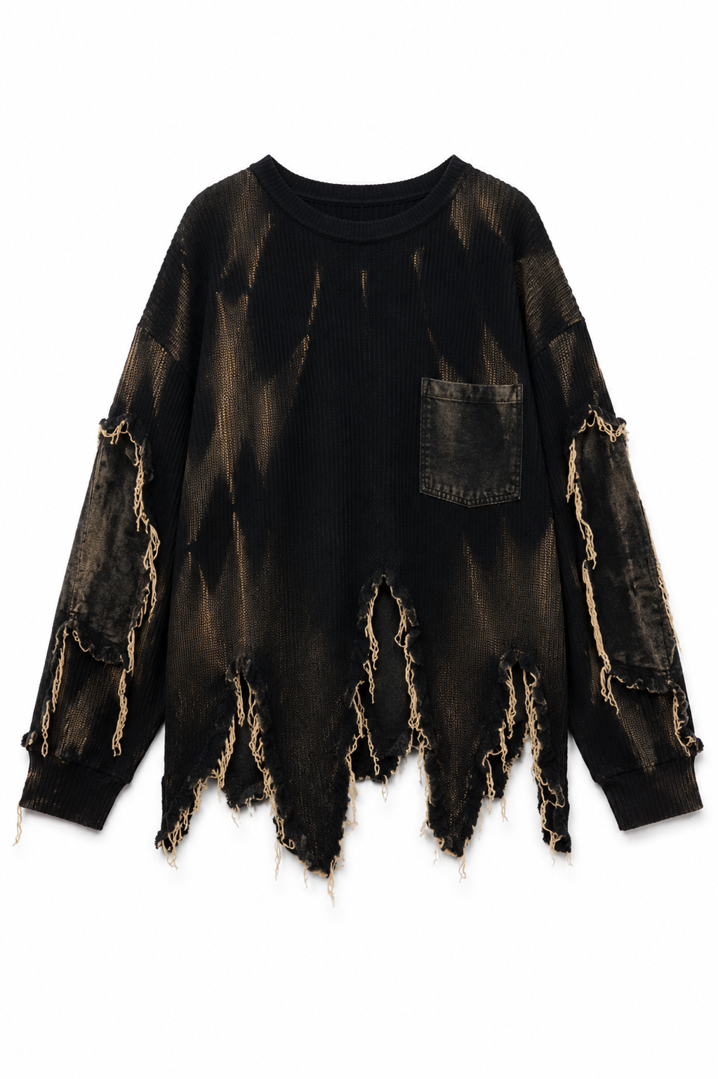 Suzi Distressed black oversized knit sweater