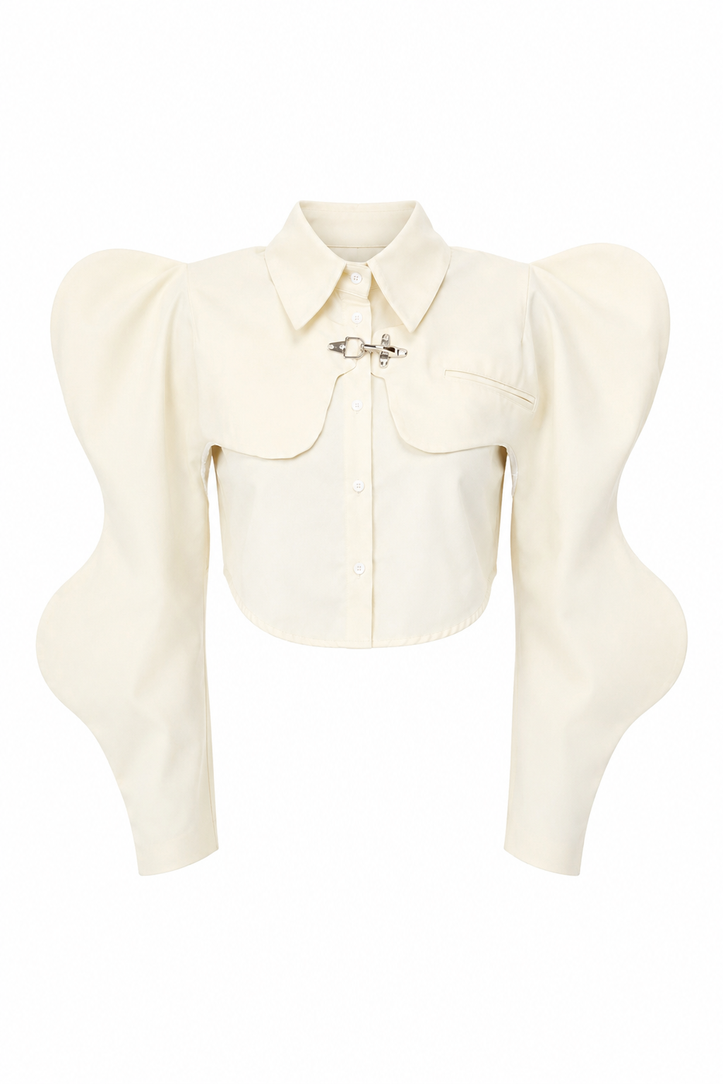 Olga Elegant cream blouse with voluminous sleeves