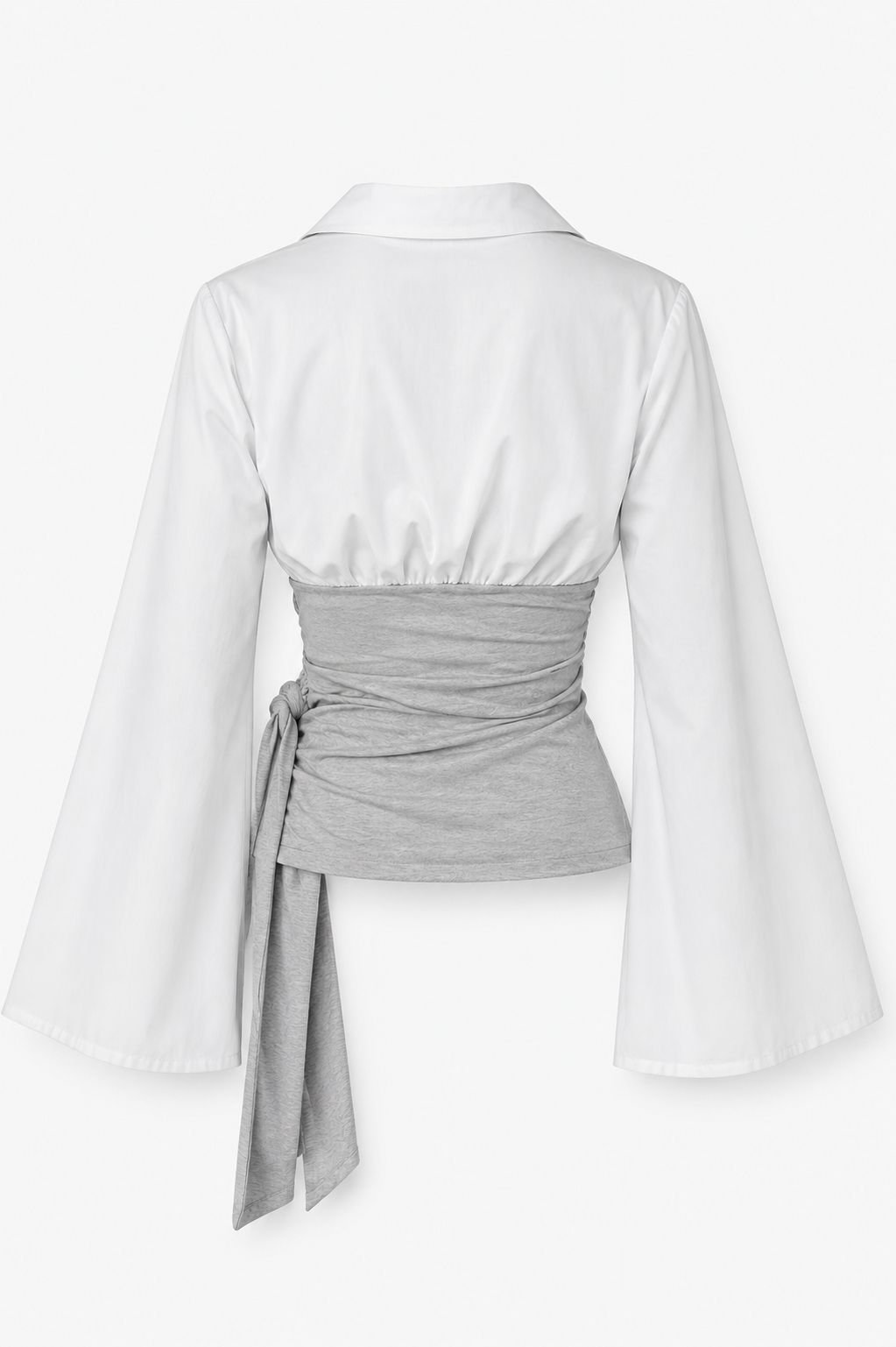 Kira Two-tone blouse with asymmetrical sash