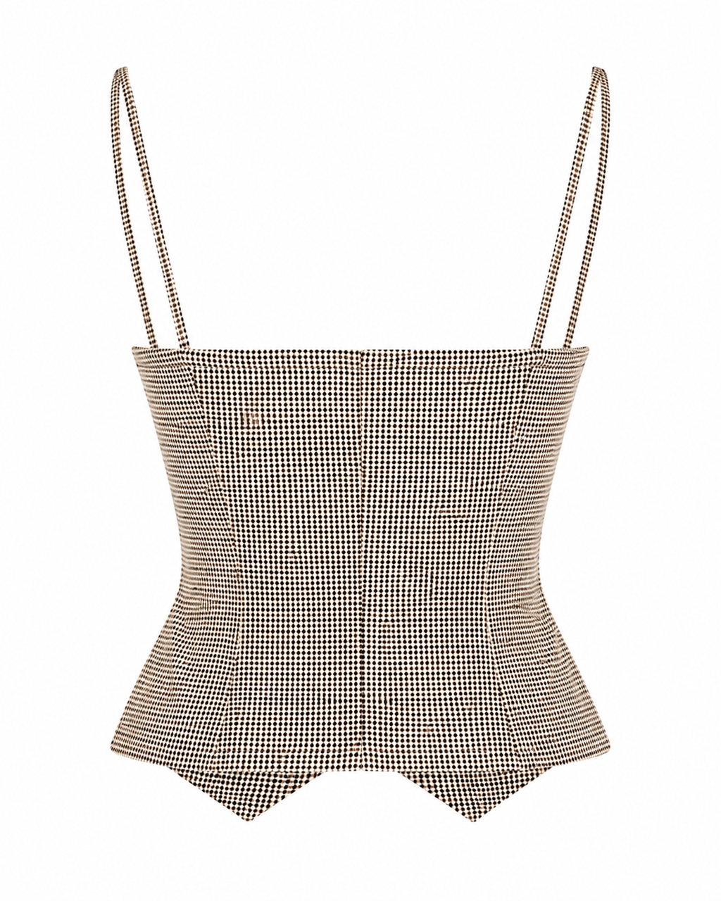 Karima Beige checkered bustier top on white