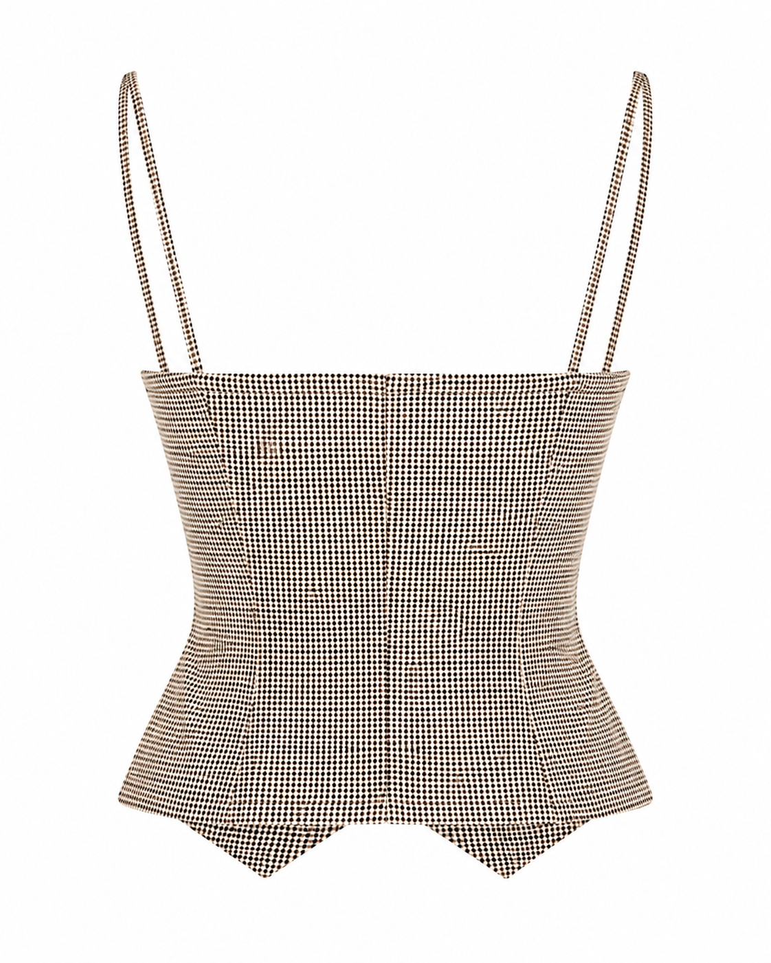 Karima Beige checkered bustier top on white