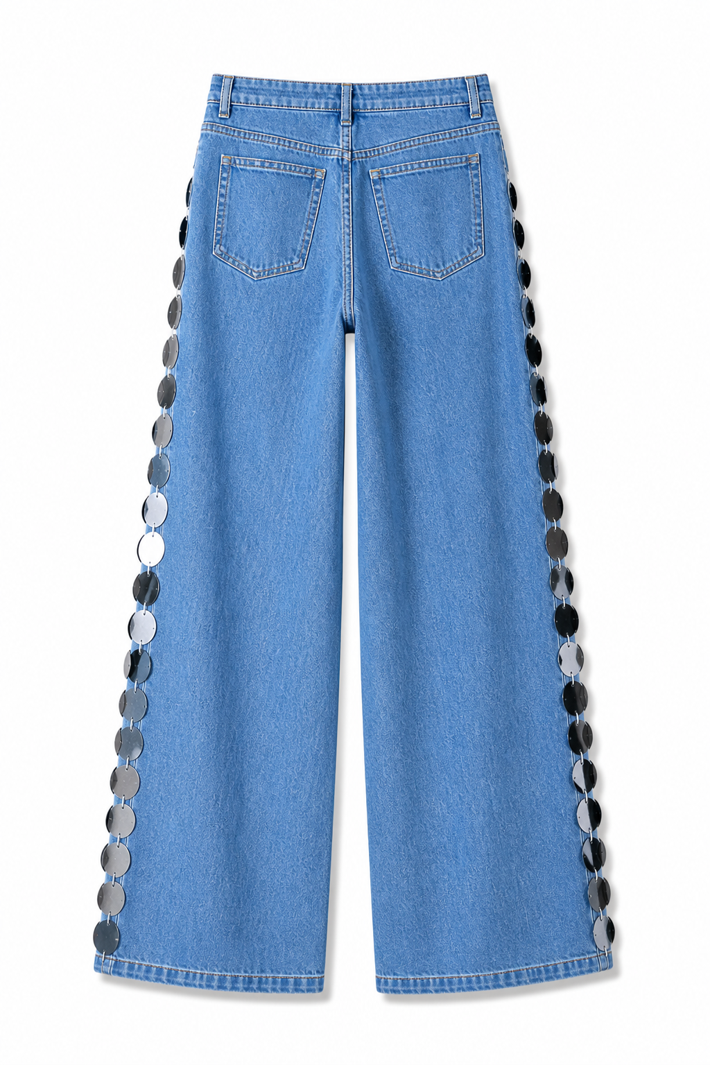 Imen Wide-leg denim jeans with sequins
