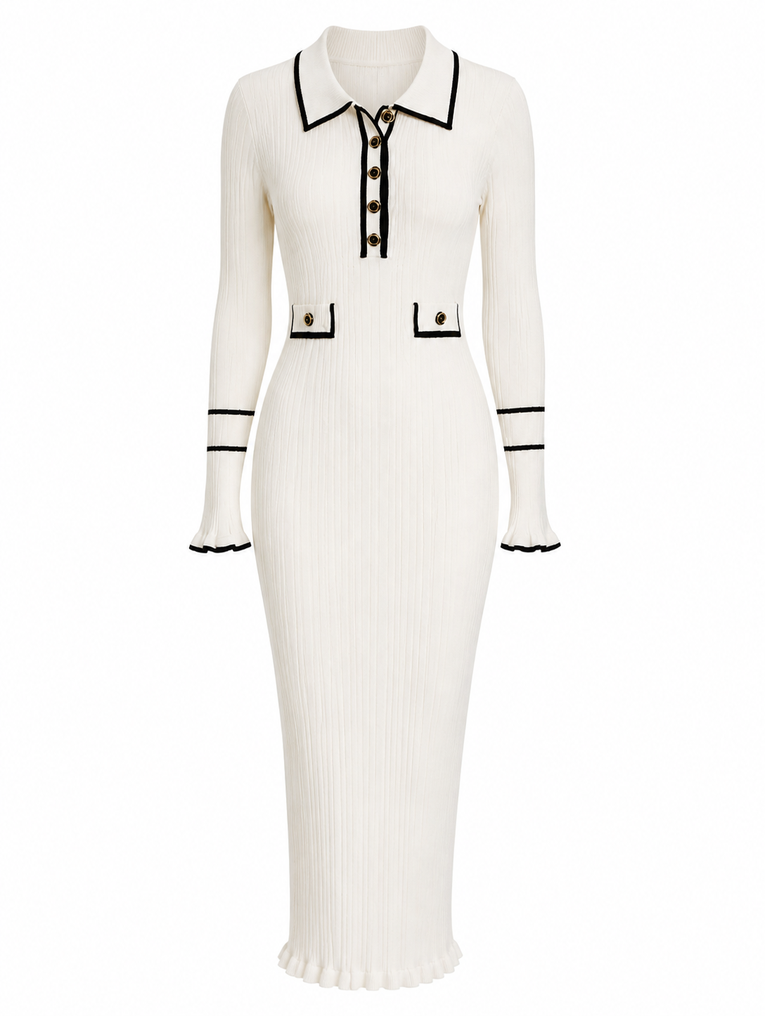 Nour Minimal cream knit dress on white