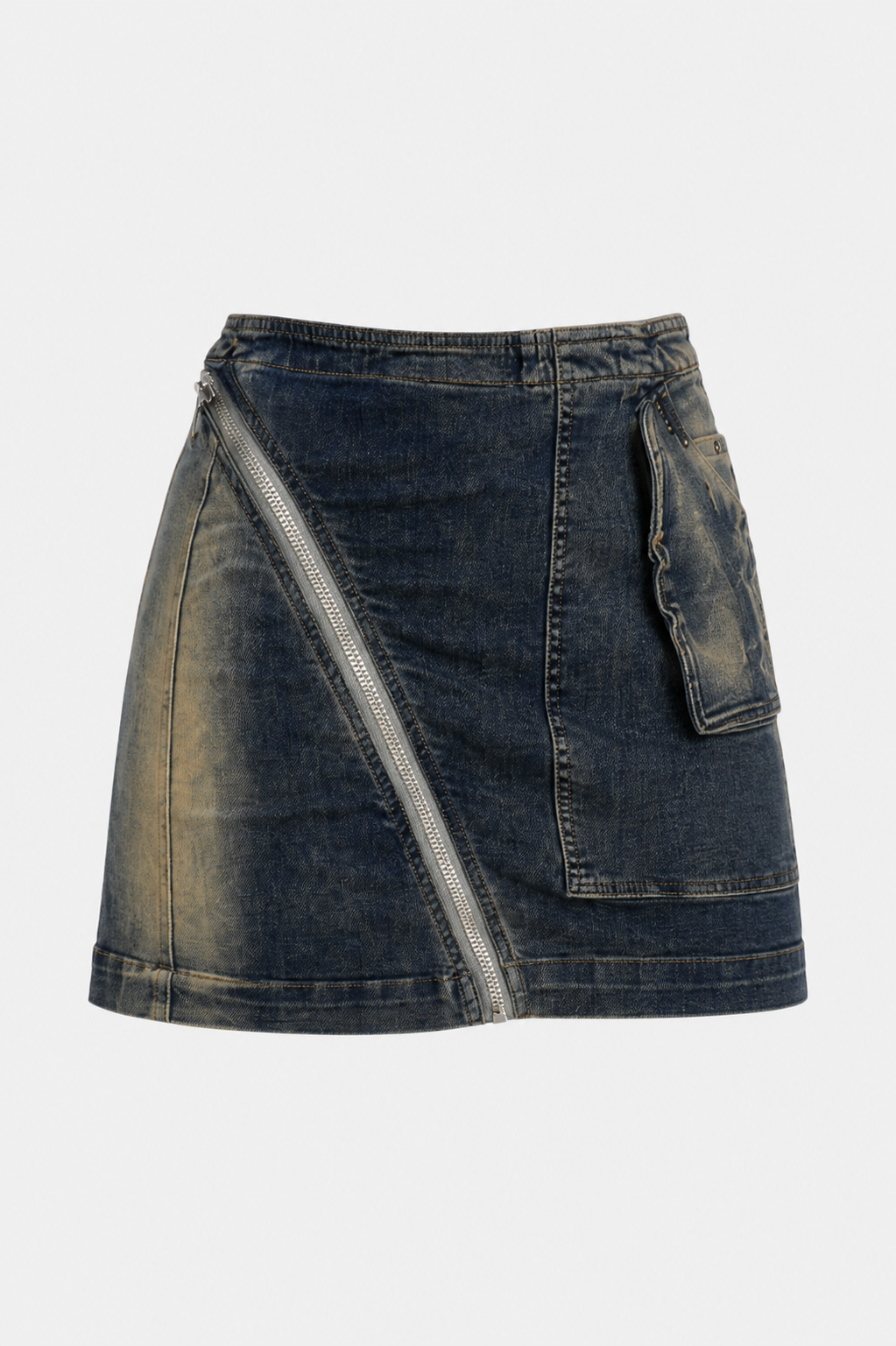 Olga mini skirt with diagonal zipper