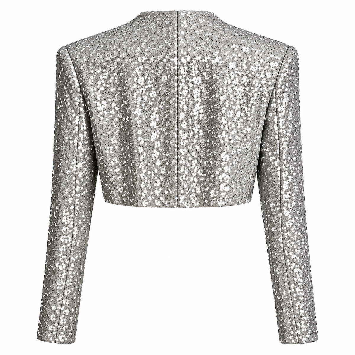 Celestia Silver Sequin Maxi Dress & Embellished Cropped Blazer Set