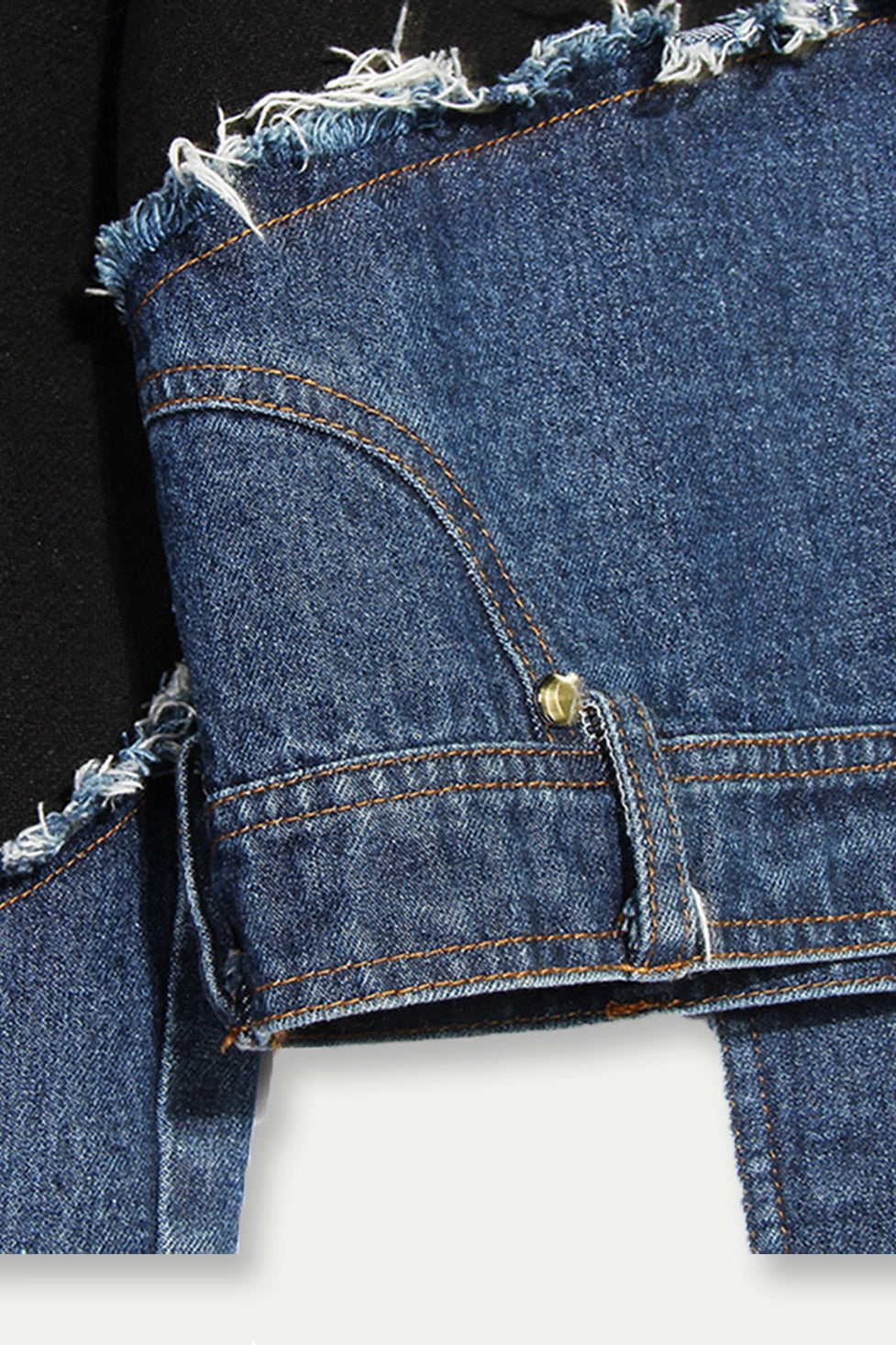 Samira Asymmetrical denim and sweatshirt hybrid top