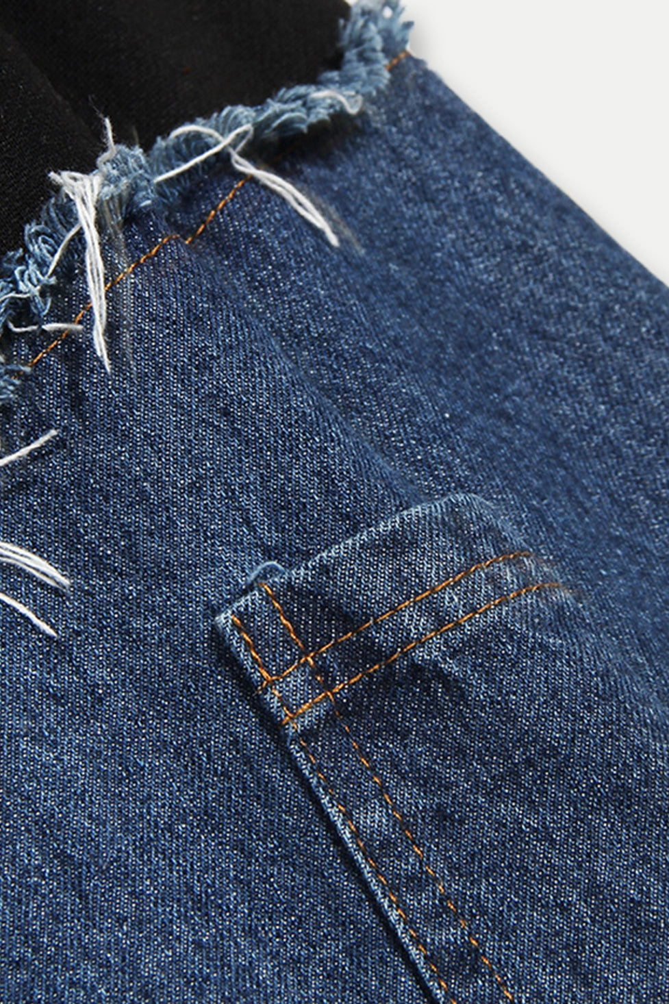 Samira Asymmetrical denim and sweatshirt hybrid top