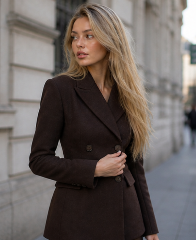Classic Tailored Blazer in Deep Brown