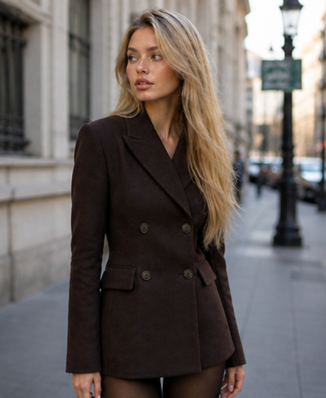 Classic Tailored Blazer in Deep Brown